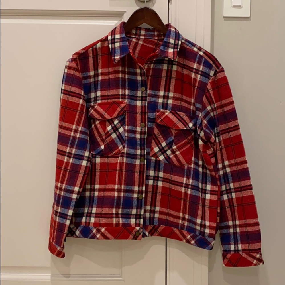 Red and blue checkered jacket brand new